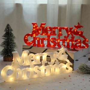 Lumières LED Merry Christmas avec silhouette de renne pour décoration murale festive