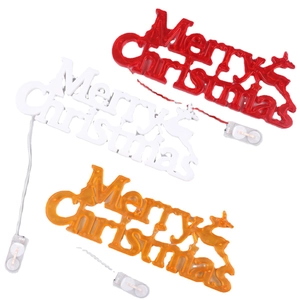 Signes LED Merry Christmas avec renne en couleurs rouge, blanc et doré pour Noël