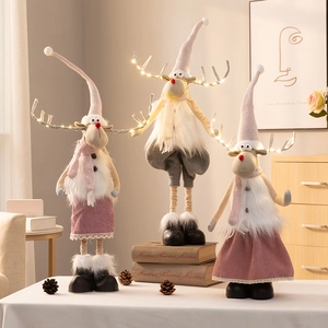 Weihnachten Plüsch Rentier Schaf Puppe Mit LED Lichter Weihnachtsmann Fallschirm Hänger Dekoration Fenster Heim Dekor