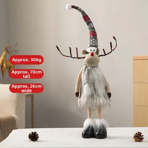 Leuchtender Weihnachts-Rentier-Plüsch mit LED-Geweih, Maße 70x26cm und Gewicht 306g