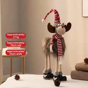 Plüsch Weihnachtsrentier Puppe mit Leuchtfunktion 70cm Höhe Maße dargestellt