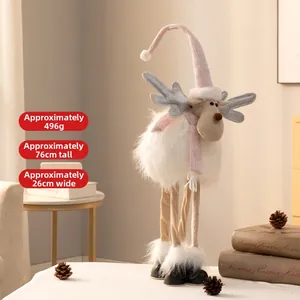76cm Rentier-Weihnachtsdekoration mit Plüsch, pinkfarbenem Hut und Pailletten