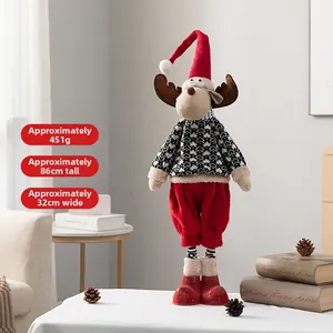 Detaillierte Maße der Plüsch-Weihnachtselch-Deko, Höhe 86 cm und Gewicht 451 g