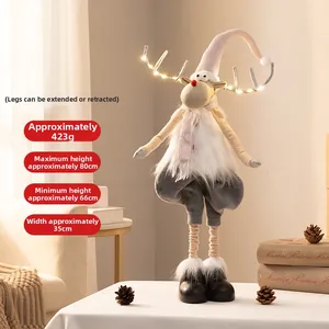 Details von Plüsch Weihnachtsrentier mit LED und verstellbaren Teleskopbeinen