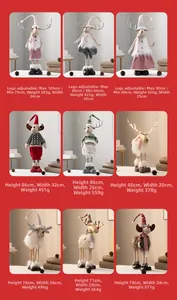 Detailraster der Plüsch-Weihnachtsrentierpuppen mit Teleskopbeinen und LED-Leuchtgeweih