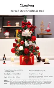 60cm Christmas tree with red pom poms, nutcrackers, and LED lights on a wooden table