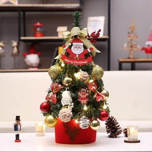 Luxurious 45cm mini tabletop Christmas tree with festive ornaments and reindeer felt base