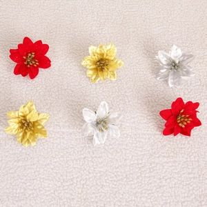 Artificial 6cm Christmas poinsettia flowers set in red gold and silver colors