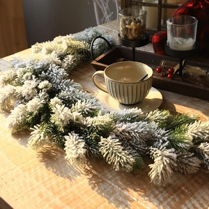 1.8m frosted Christmas garland with PE snow needles for festive home and shop decoration
