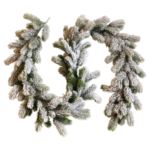 1.8m flocked PE artificial Christmas garland with realistic snow effect for home decor