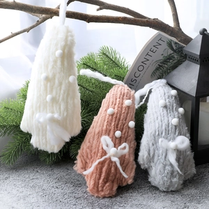 Décoration de Sapin de Noël en Laine Fait Main Bricolage Tricoté Cœur Lune Botte Pendentif Pour Fête de Noël Maison