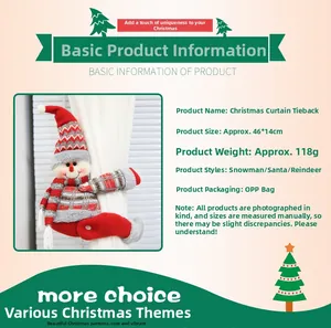 Detailed size chart for the cute snowman Christmas plush curtain buckle holder tieback