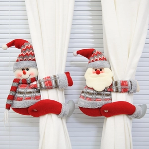 Christmas Curtain Tieback Plush Knitted Santa Claus Snowman Reindeer Cartoon Window Decoration Holiday Ornament Home Decor