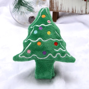 Jouet sapin de Noël en peluche verte avec broderies colorées et décor festif mignon