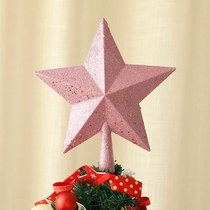 Punta de árbol de Navidad en forma de estrella rosa brillante de 24,5 cm decorativa