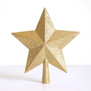 Estrella dorada con purpurina de 24,5 cm para decoración de árbol de Navidad