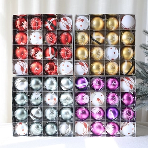 Lot de 64 boules de Noël avec motifs de flocons de neige et rennes pailletés pour sapin