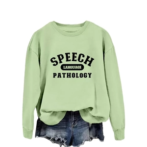 Mint green speech language pathology sweatshirt with casual drop shoulder and round neck