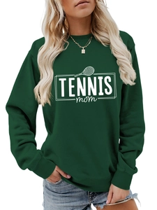 Detail view of the ribbed round neckline and high-quality cotton fabric of the tennis sweatshirt