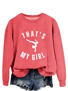 Sweat corail avec imprimé THAT'S MY GIRL et détail de silhouette de gymnaste