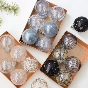 Weihnachtskugeln Kunststoff Bemalt Netzgewebe Glitzer Dekorative Hängende Kugeln Für Weihnachtsbaum Feiertag Party Haus Deko