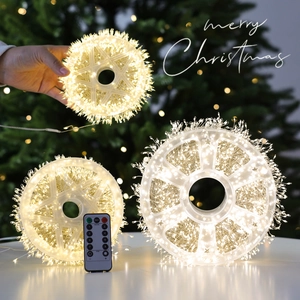 Star-shaped LED firecracker string lights with remote control for warm Christmas decor