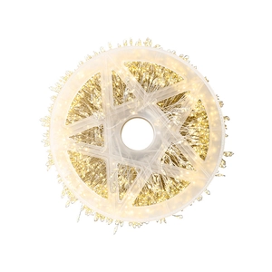 Warm white firecracker LED fairy lights wound on a star-shaped transparent spool