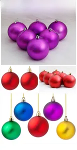 Detailed close-up of matte metallic Christmas ball ornaments in assorted vibrant colors