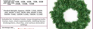Tabla de medidas con varios diámetros para la corona de Navidad de PVC verde
