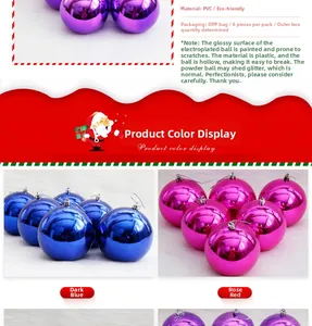 Close-up of 8cm purple and blue polished electroplated Christmas ball ornaments with strings