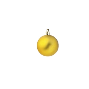 Matte gold electroplated Christmas ball ornament with metal hanging loop on white background