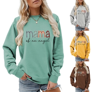 Détails des sweatshirts Mama of an Angel en vert menthe, gris, jaune et marron café