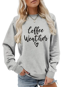 Detail of grey Coffee Weather sweatshirt with ribbed cuffs and high-quality heart print