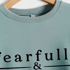 Sweatshirt Femme Pull À Col Rond Manches Longues Fearfully Wonderfully Made Imprimé Lettres Mélange Coton Hauts Décontractés Amples
