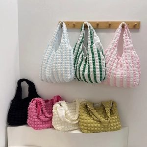 Fashionable pleated bubble texture cloud hobo shoulder bag in assorted colors