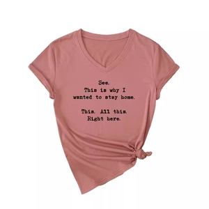 Women's V-neck short sleeve T-shirt in lotus pink with stylish front knot and graphic print
