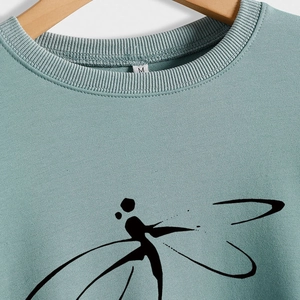 Women's Dragonfly Line Print Sweatshirt Cotton Blend Crew Neck Long Sleeve Pullover Casual Loose Fit Fashion Jumper Top