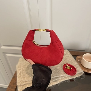 Sac Croissant en Suédine pour Femme Vintage Hobo Sac à Bandoulière Avec Boucle en Métal Doré Grande Capacité Sac à Épaule Mode