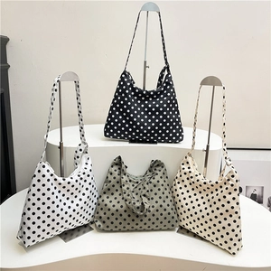Women Polka Dot Nylon Crossbody Bag Large Capacity Hobo Shoulder Bag With Zipper Closure Casual Fashion Tote Bag For Daily Travel