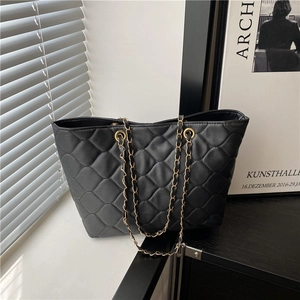 Gesteppte Tote Bag PU Leder Raute Kette Schultertasche Große Kapazität Mode Urban Minimalistisch Für Frauen