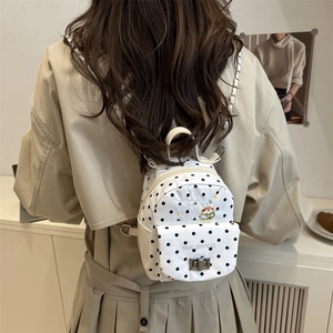 Mini sac à dos kawaii à pois avec fermoir métallique et bandoulière chaîne pour femme