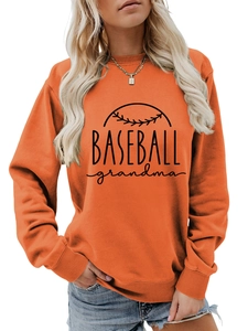 Detail of Baseball Grandma orange sweatshirt featuring high-quality ribbed cuffs and print