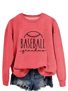 Detail of red Baseball Grandma sweatshirt showing high-quality cotton fabric and graphic print