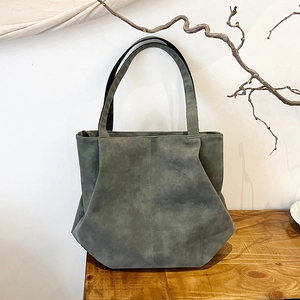 Women Large Capacity Tote Bag Frosted PU Leather Retro Casual Shoulder Bag Minimalist Geometric Handbag Daily Commute