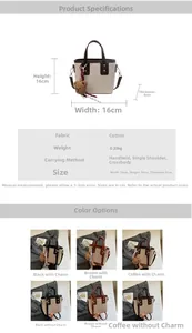 Spécifications de taille et options de couleurs du sac seau en toile avec breloque ours
