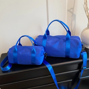 Borsa a Tracolla Sportiva in Nylon di Grande Capacità Casual Semplice Borsa da Viaggio Fitness a Mano da Donna Tinta Unita