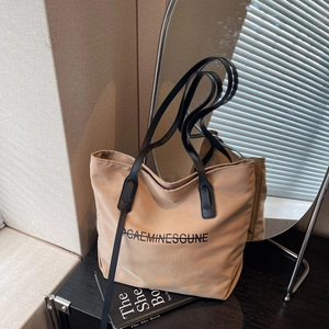Sac Cabas Femme Grande Capacité Minimaliste en Toile de Nylon Sac à Bandoulière Imprimé Lettre Sac à Main Mode Quotidien