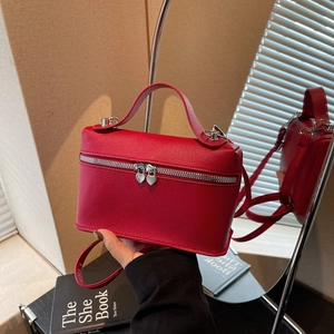 Sac Bandoulière En Cuir PU Grainé Élégant Sac À Main Carré Forme Boîte Avec Fermeture Éclair Coeur Pour Femme