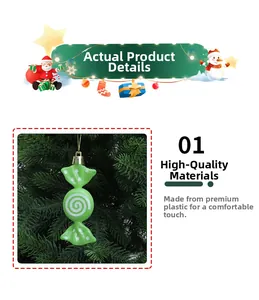 Nahaufnahme eines grünen Makronen-Bonbons mit weißer Spiralstruktur am Weihnachtsbaum