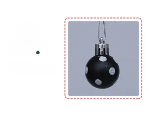 Detail of 3cm matte black Christmas ball with silver glitter polka dots and silver cap